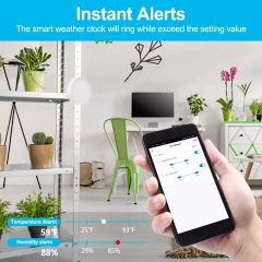 YH-SWS001-WiFi Tuya WIFI Clock Weather Station Indoor Outdoor Temperature Humidity Memory Function Alarm Weather Station