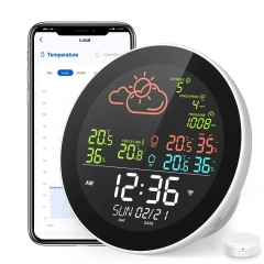 Tuya Smart WiFi Digital Wireless Weather Station With Clock Air Pressure UV Wind Speed Temperature and Humidity Sensor