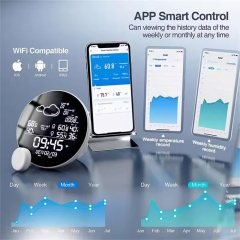 YH-SWS001-WiFi Tuya WIFI Clock Weather Station Indoor Outdoor Temperature Humidity Memory Function Alarm Weather Station