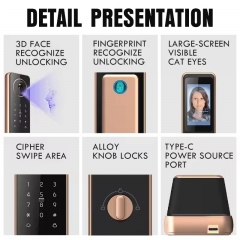 YH-S61 2025 Smart Door Lock Tuya Wifi Smart Fingerprint Cerradura Inteligente Digital Safe Door With Camera Lock for Home