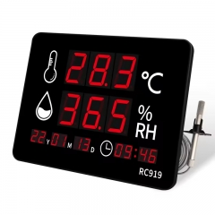 Weather Station Temperature and Humidity Indicator With External Industrial-grade Sensor and Large LED Screen Display Wall Clock