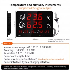 RC812-C Durable Digital Hygrometer Thermometer with PC Probe&Calibration Function Real-Time Recording for Warehouse Factory Home