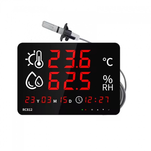 RC812-C Durable Digital Hygrometer Thermometer with PC Probe&Calibration Function Real-Time Recording for Warehouse Factory Home