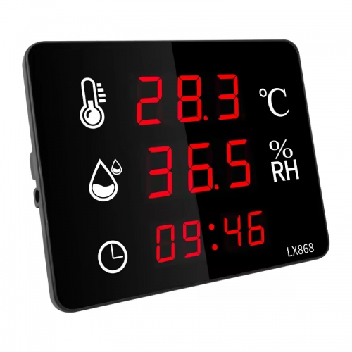 LX868A Electronic Temperature and Humidity Meter Household Indoor Industrial High-precision Display Wall Mounted Outdoor Thermometer
