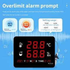 Weather Station Temperature and Humidity Indicator With External Industrial-grade Sensor and Large LED Screen Display Wall Clock