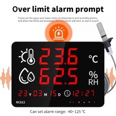 RC812-C Durable Digital Hygrometer Thermometer with PC Probe&Calibration Function Real-Time Recording for Warehouse Factory Home