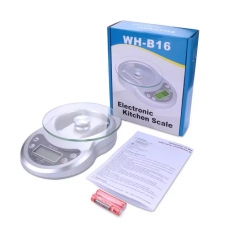 WH-B16 Electronic kitchen scale 7kg /1g tempered glass baking table scale with countdown counting function, Double precision display 0-1kg/0.1g; 1-5kg/1g