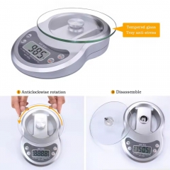 WH-B16 Electronic kitchen scale 7kg /1g tempered glass baking table scale with countdown counting function, Double precision display 0-1kg/0.1g; 1-5kg/1g