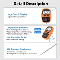 E-159 LCD Digital Candy Thermometer for Deep Frying & Cooking Instant Read Kitchen Tool Meat Pot Clip Household Food Oil Candy Recipes
