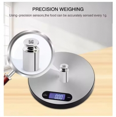 K33H 5kg/0.1g High Quality Lcd Display Stainless Steel Round Electronic Weighing Balance Kitchen Scale Digital Food Scale