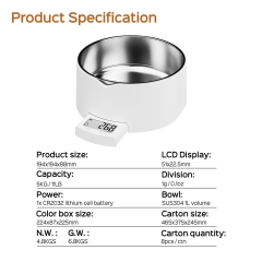 YH-CR2032 Popular High Accuracy Max 5kg/1g Pet Bowl Food Smart Kitchen Scale Food Scale Digital Kitchen Scale