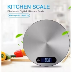 K33H 5kg/0.1g High Quality Lcd Display Stainless Steel Round Electronic Weighing Balance Kitchen Scale Digital Food Scale