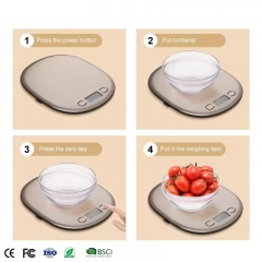 K125H 5kg/1g Stainless Steel Multifunction Scale for Cooking Measures in Grams and Ounces Units With Tare Function Digital Food Kitchen Scale