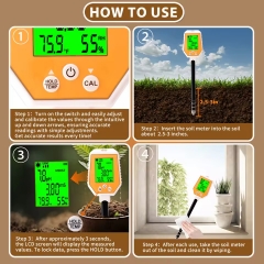 S-3000 6-in-1 High Accuracy Digital Hygrometer Soil Meter Tester Conductivity PH/Moisture/Air/Humidity/EC/Sunlight/Temperature