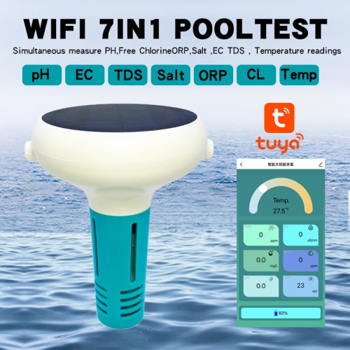 BLE-YC02 Floating Smart Pool Monitor Newest Pool Water Testing Smart Device CL/PH/EC/TDS/ORP/Temp/Salinity APP Digital Display for Pool