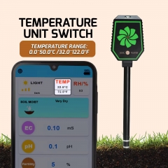 BLE-SO81 New Design High Quality Soil Moisture PH EC Fertility Salt Temperature Air Humidity 8-in-1 Soil Meter for Gardeners