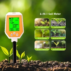 S-3000 6-in-1 High Accuracy Digital Hygrometer Soil Meter Tester Conductivity PH/Moisture/Air/Humidity/EC/Sunlight/Temperature