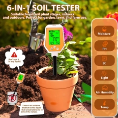 S-3000 6-in-1 High Accuracy Digital Hygrometer Soil Meter Tester Conductivity PH/Moisture/Air/Humidity/EC/Sunlight/Temperature
