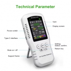T-Z01pro Portable CO2 Pm2.5 Detector Handheld air Quality Monitor Pm2.5 Hcho Temperature Detector Pm2.5 Pm10 Tvoc Hcho Monitor