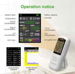 T-Z01pro Portable CO2 Pm2.5 Detector Handheld air Quality Monitor Pm2.5 Hcho Temperature Detector Pm2.5 Pm10 Tvoc Hcho Monitor