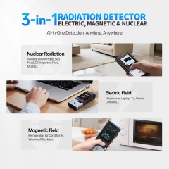 GC-03-White 3-IN-1 Electromagnetic Radiation Detector, Electric & Magnetic Field Strength, RF Power, Temperature Monitor