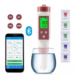 BLE-9908 Blue Tooth 4 in 1 Water Quality Tester PH TDS EC Meter for Hydroponics, Household Drinking, and Aquarium