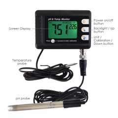 PHM-295 Digital Combo Temperature & pH Meter, Aquarium Thermometer pH Monitor with Automatic Calibration Function pH Meter