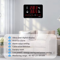LX912-A Wall-Mounted Digital Thermohygrometer with Large LED Display Built in Probe for Factory Warehouse Indoor Outdoor Use