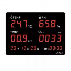 RC992-A LED Temperature Humidity Instrument with Built-in Probe Digital Wall Clock with Alarm Calendar for Sauna Room Greenhouse