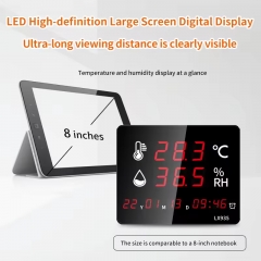 LX935 Digital Thermometer Temperature and Humidity Meter Home Clock Wall Mounted Alarm LED Display With Probe Industrial Large Screen