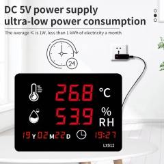 LX912-C Wall-Mounted Thermohygrometer with High-Temp Probe LED Display for Factory Outdoor Use Temperature Humidity Data Logger
