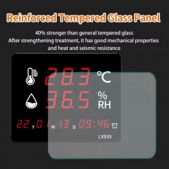 LX935 Digital Thermometer Temperature and Humidity Meter Home Clock Wall Mounted Alarm LED Display With Probe Industrial Large Screen