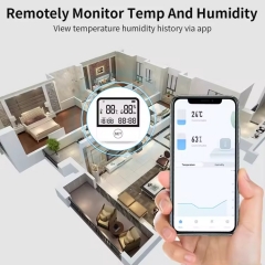 TH10 Tuya WiFi Smart Remote Controller Temperature Humidity Sensor Display Date Clock with Alerts Power Battery Smart Home Sensor