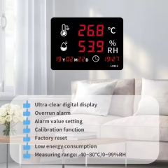 LX912-C Wall-Mounted Thermohygrometer with High-Temp Probe LED Display for Factory Outdoor Use Temperature Humidity Data Logger