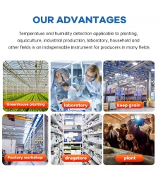 RC992-A LED Temperature Humidity Instrument with Built-in Probe Digital Wall Clock with Alarm Calendar for Sauna Room Greenhouse