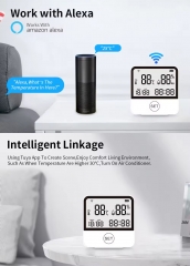 TH10 Tuya WiFi Smart Remote Controller Temperature Humidity Sensor Display Date Clock with Alerts Power Battery Smart Home Sensor