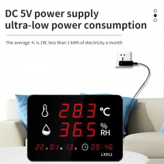 LX912-A Wall-Mounted Digital Thermohygrometer with Large LED Display Built in Probe for Factory Warehouse Indoor Outdoor Use