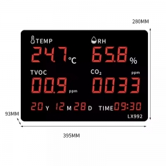 RC992-A LED Temperature Humidity Instrument with Built-in Probe Digital Wall Clock with Alarm Calendar for Sauna Room Greenhouse