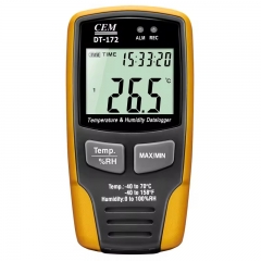 DT-172 Data Logger Temperature Humidity With Record 32000 Data Sound and Light Alarm for Warehouse/Building/Lab/Transportat