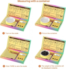 YH-S001 Rainbow Digital Pocket Electronic Scale Battery-Powered Tool for Precise Weight Measuring Gold Jewelry 300g/0.01g Weight
