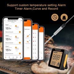 Wireless Bluetooth Digital Meat Thermometer 2/4 Probes Household Kitchen Food Alarm Thermometer Plastic Material Original Title
