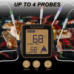 Wireless Bluetooth Digital Meat Thermometer 2/4 Probes Household Kitchen Food Alarm Thermometer Plastic Material Original Title