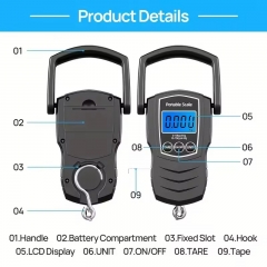 C101-50kg 50kg Digital Travel Luggage Hand Hanging Fishing Fish Weight Scale with Hook