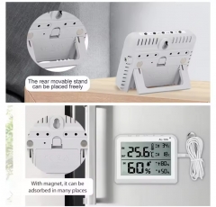 AL-10 Large LCD Digital Display Indoor/Outdoor Digital Thermometer Highest Lowest Alarm Thermometer Hygrometer with Magnet