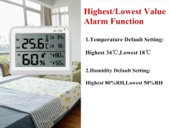 AL-10 Large LCD Digital Display Indoor/Outdoor Digital Thermometer Highest Lowest Alarm Thermometer Hygrometer with Magnet