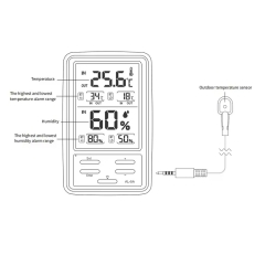 AL-9A Outdoor&Indoor ABS Temperature Detection Digital Hygrometer Thermometer Weather Station with Alarm Function