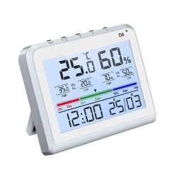 D6 OEM Digital Indoor Temperature &Humidity Backlight Display Thermometer Hygrometer with 12/24-hour Clock Date Function