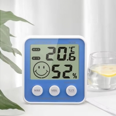 DC108 Products Description Model number DC108 Temperature range -10℃~+50℃ (14℉~+122℉) Product Dimension 91×85×20 mm Humidity Range Indoor 20% RH~90% RH Power-supply 1.5V(AAA) x 1 Features 1.Indoor temperature display, indoor humidity display 	 2.Temperat