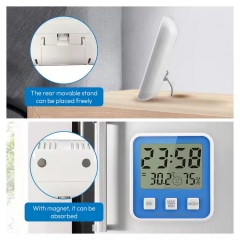 DC107 Temperature Humidity Table Electronic Alarm Clock Thermometer Eco-friendly LCD Digital Display Abs,plastic Max Min Room Indoor