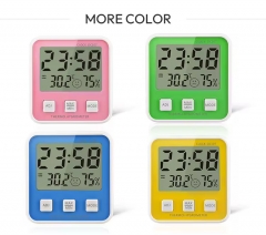 DC107 Temperature Humidity Table Electronic Alarm Clock Thermometer Eco-friendly LCD Digital Display Abs,plastic Max Min Room Indoor
